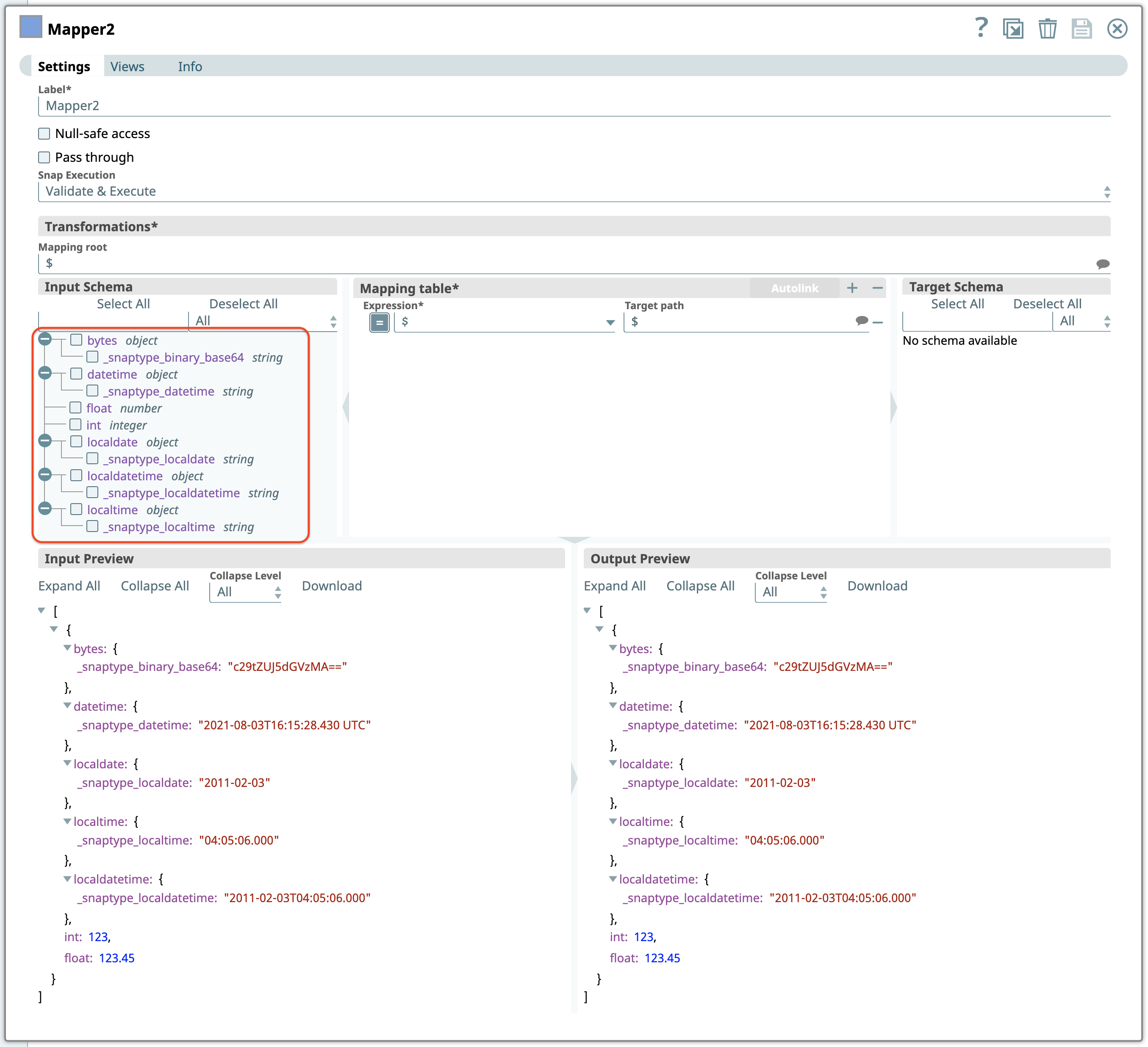 Mapper Snap with JSON Parser Output