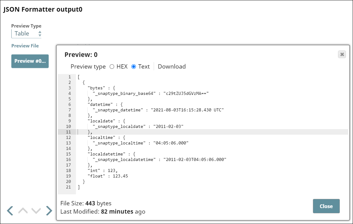 JSON Formatter output with checkbox selected