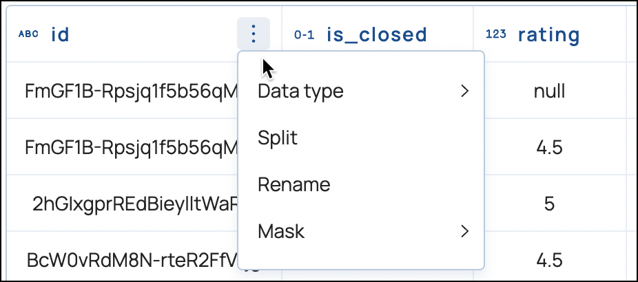 Change in field names