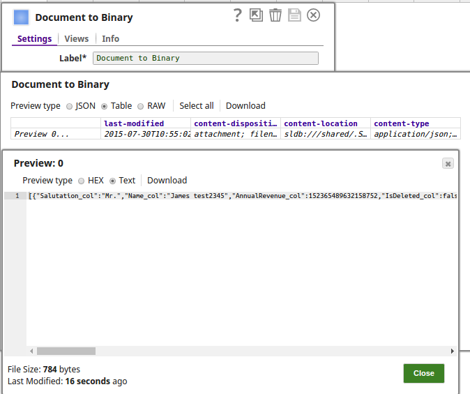 Document to Binary Output