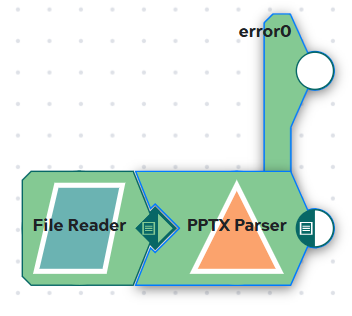 Pipeline showing File Reader connected to PPTX Parser