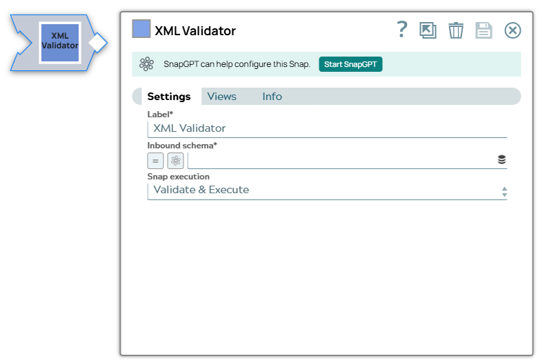 XML Validator Snap dialog