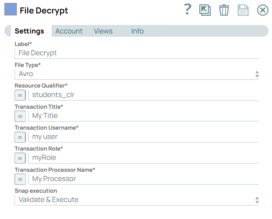 File Decrypt Settings dialog