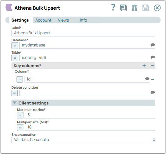 Athena Bulk Upsert Snap configuration
