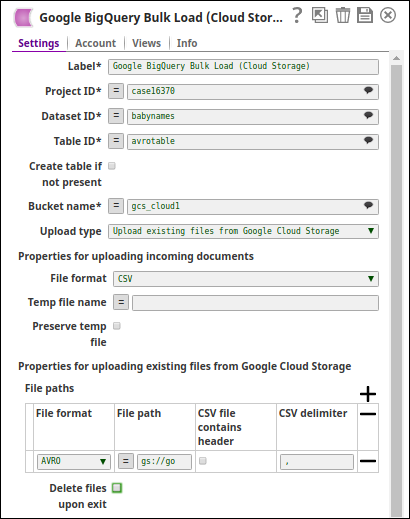 BigQuery Bulk Load - Cloud Storage Snap output