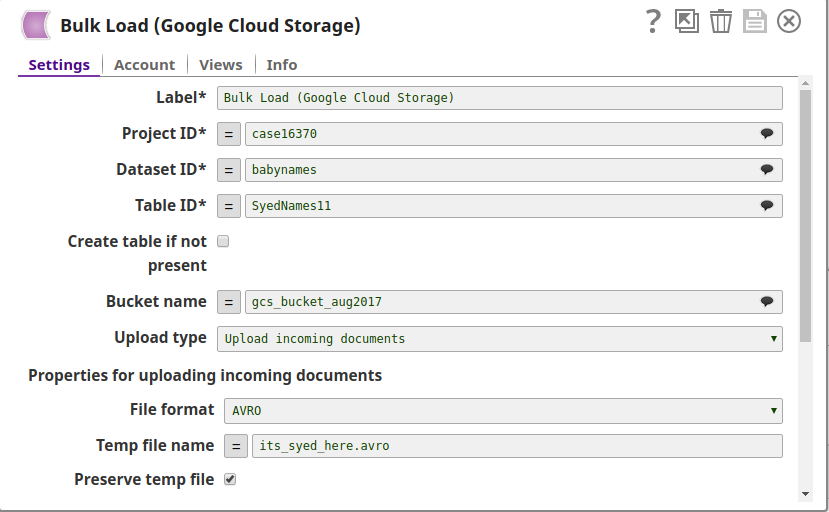 BigQuery Bulk Load - Streaming Example Pipeline
