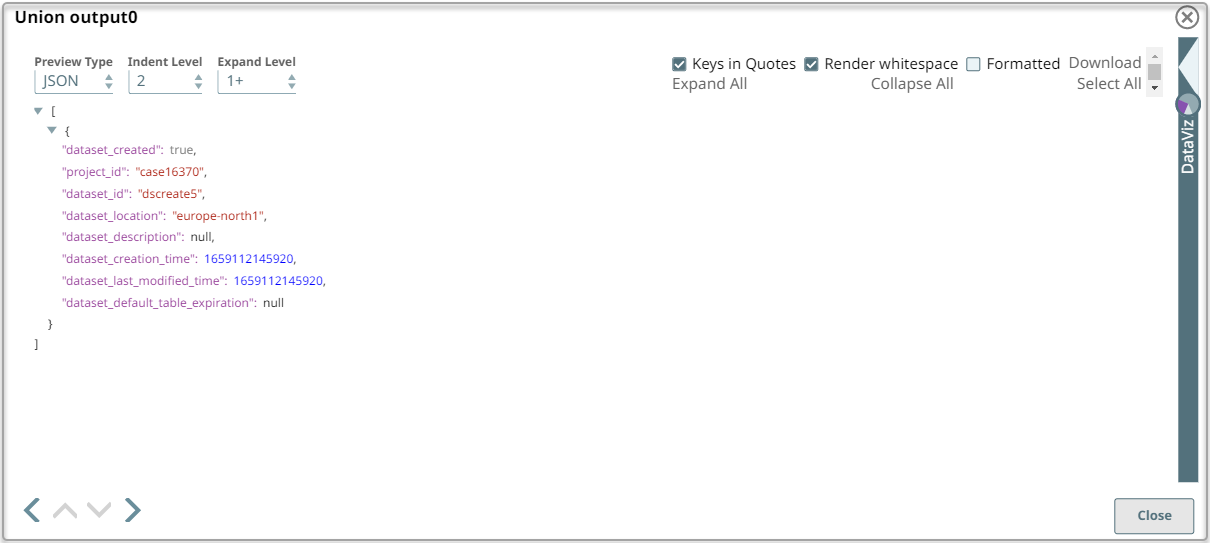 BigQuery Write Snap output