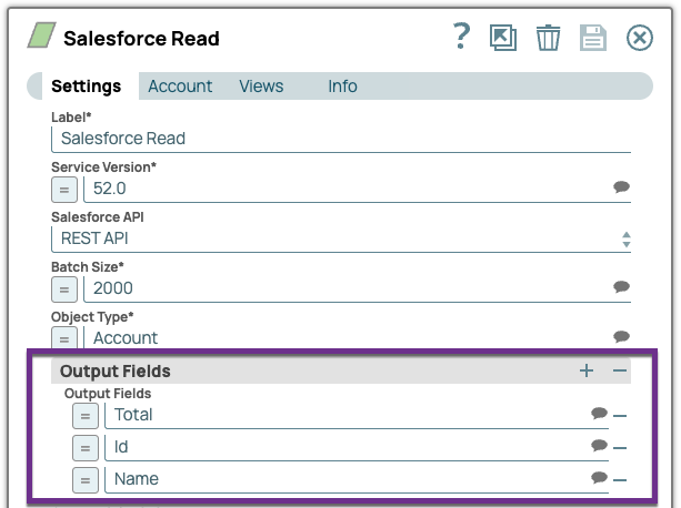 Salesforce Read Snap configuration