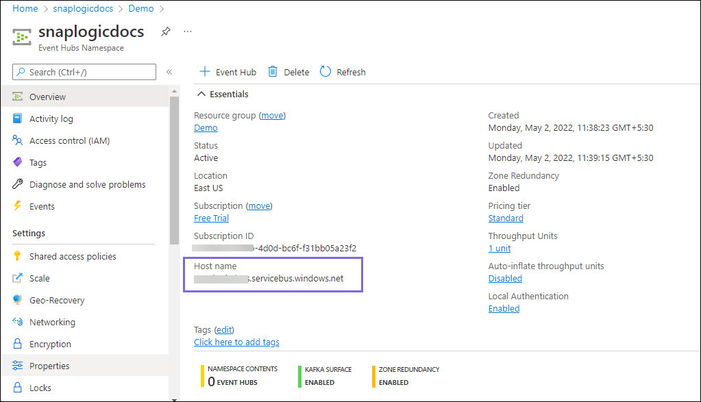 SnapLogic docs Host name