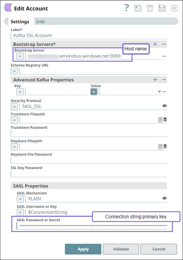 Kafka OAuth2 account configuration
