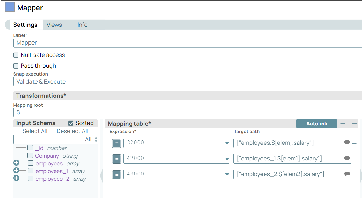 Mapper Snap configuration