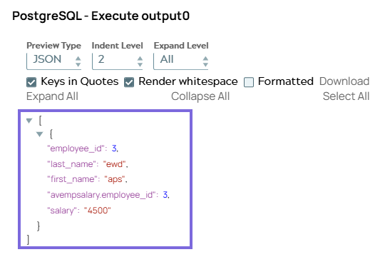 postgresql-execute-output