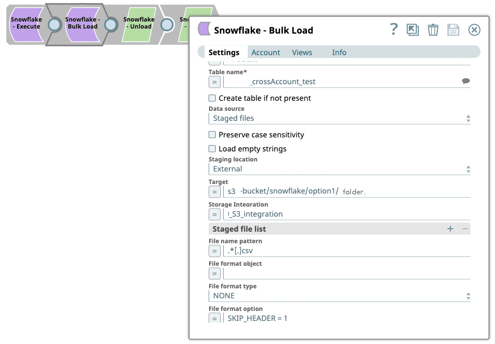 Snowflake Bulk Load Snap Settings