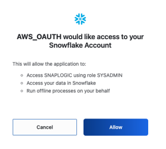 AWS OAuth Snowflake Account