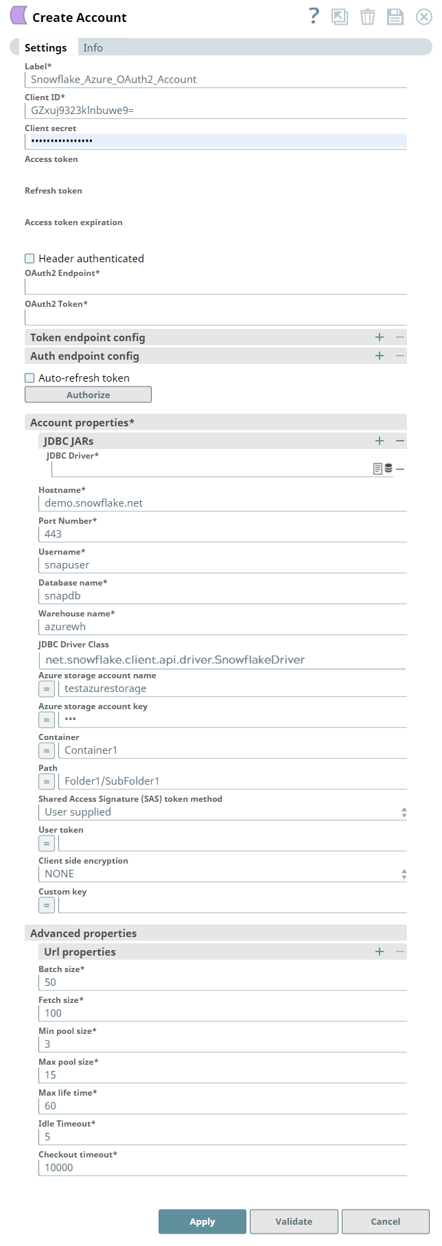 Snowflake Azure OAuth2 account