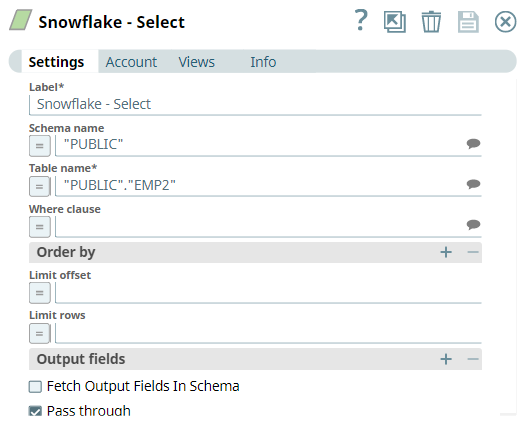 Snowflake Select Configuration