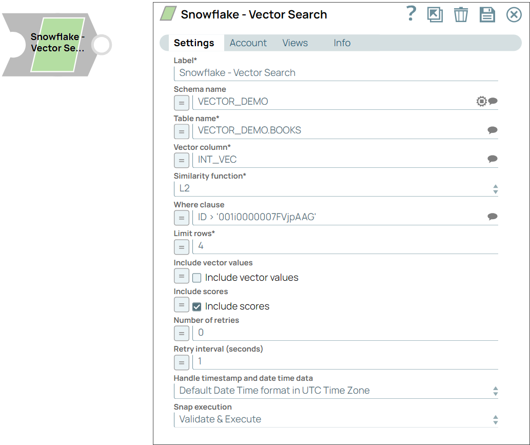 Snowflake Vector Search Configuration