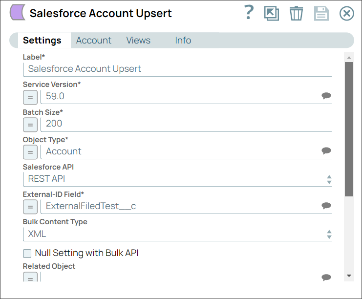 Salesforce Upsert Snap Configuration