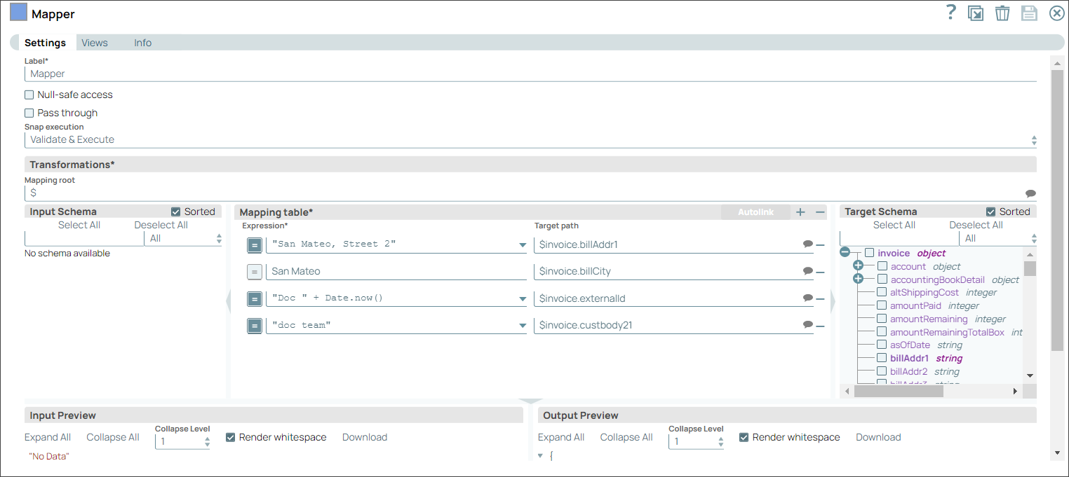 Mapper Snap Configuration