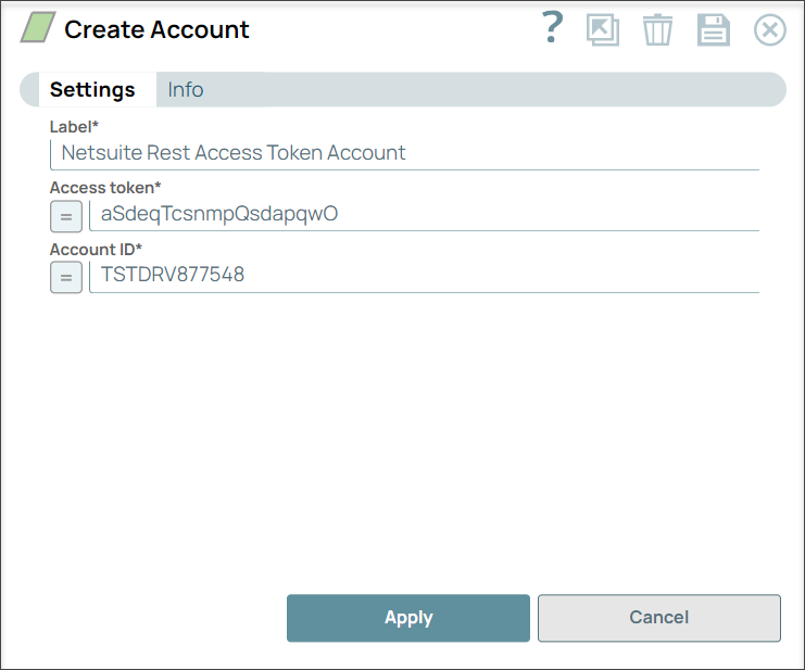 NetSuite REST Access Token Account