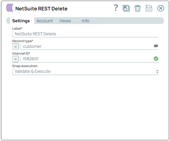 NetSuite REST Delete Snap Configuration