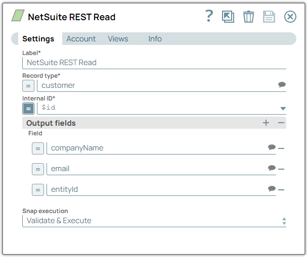 NetSuite REST Read Snap Configuration