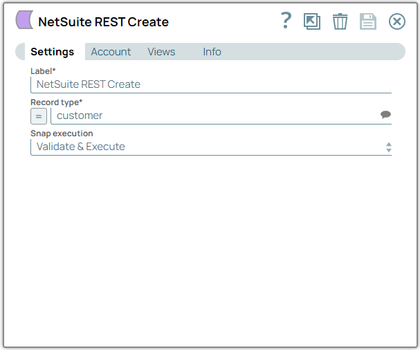 NetSuite REST Create Snap Configuration