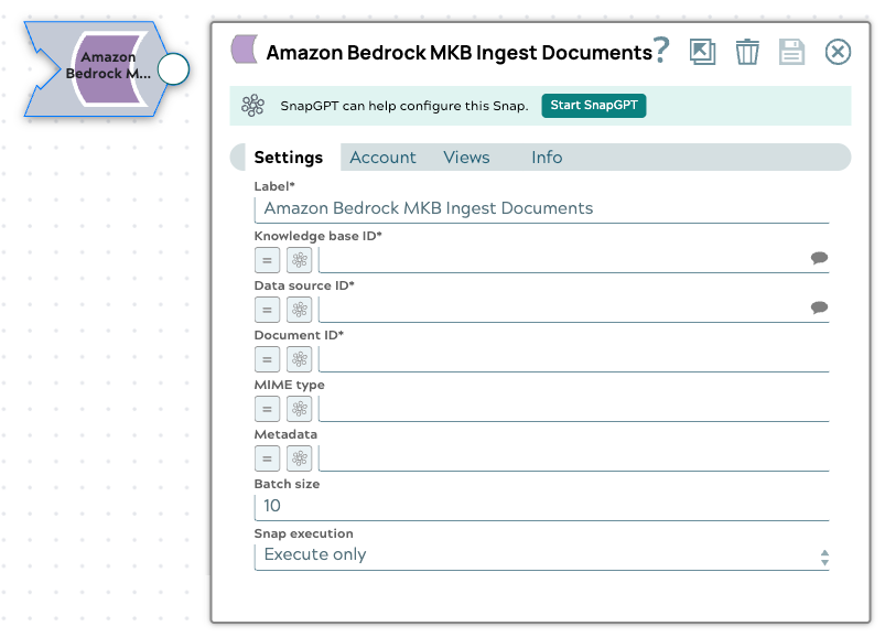 Amazon Bedrock MKB Ingest Documents Snap configuration