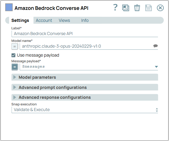 Amazon Bedrock Converse API Snap configuration