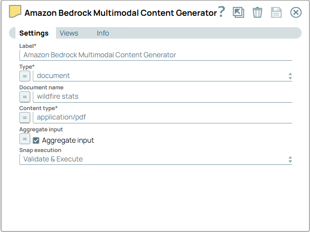 Amazon Bedrock Multimodal Content Generator Snap configuration