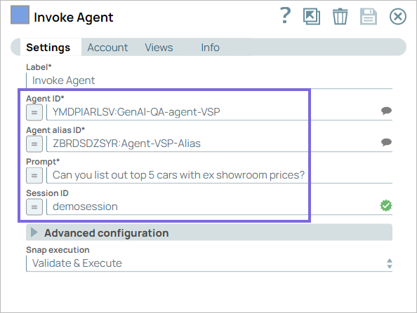 Invoke Agent config