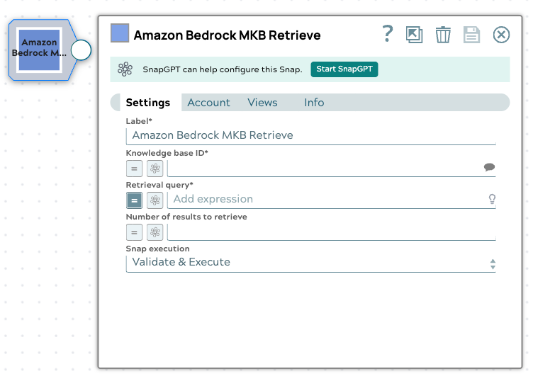 Amazon Bedrock MKB Retrieve Snap configuration