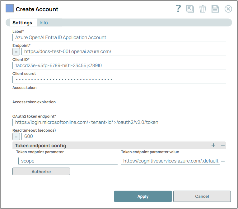 Azure OpenAI Entra ID Application Account