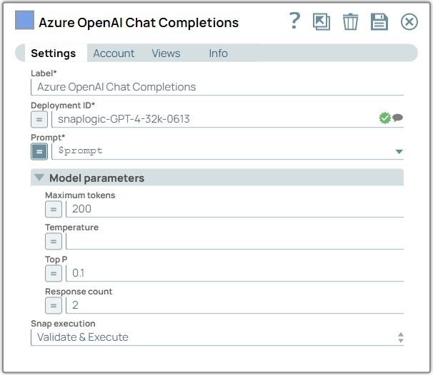 Azure OpenAI Chat Completions Snap Configuration