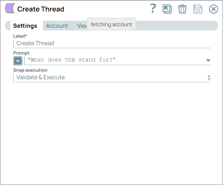 Create Thread Snap Configuration