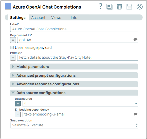 Azure OpenAI Chat Completions Snap configuration