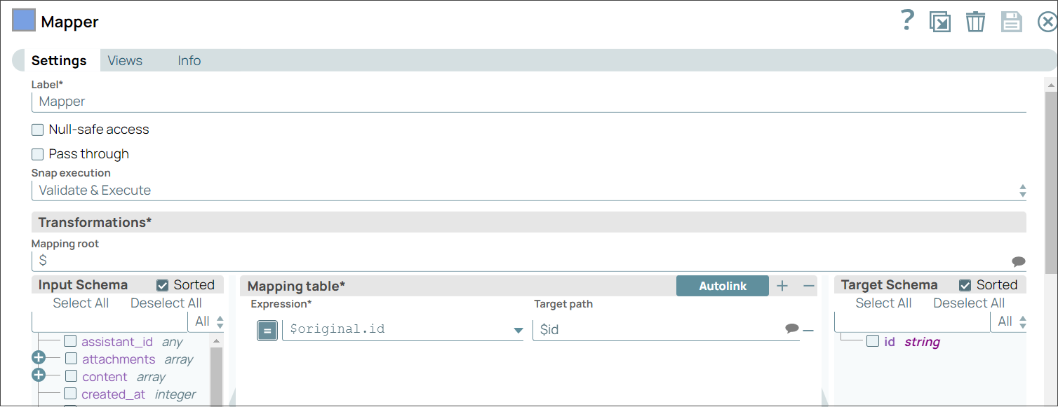 Mapper Snap Configuration