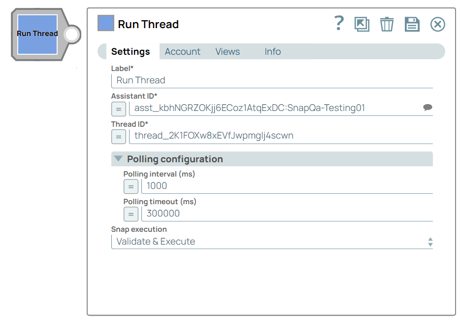 Run Thread Snap Configuration