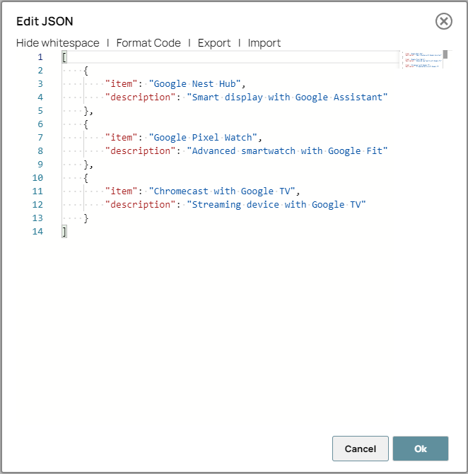 JSON Generator Snap - Edit JSON