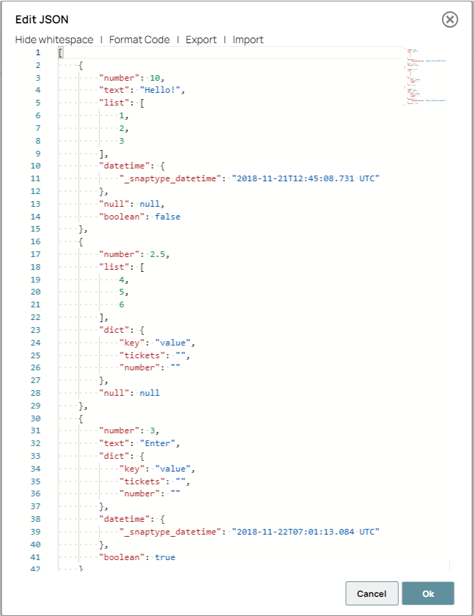 JSON Generator Snap - Edit JSON