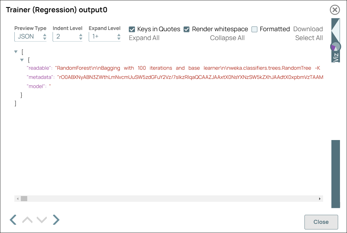 Trainer (Regression) Snap Output