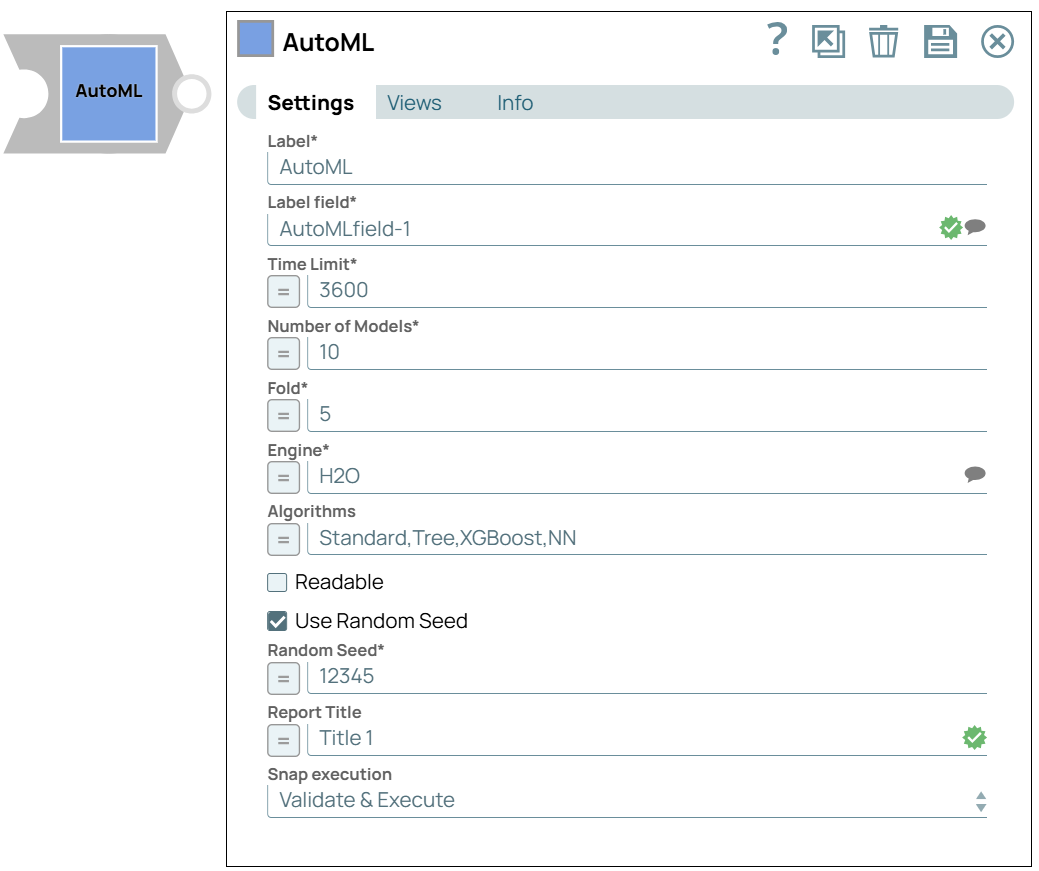 AutoML Snap Settings