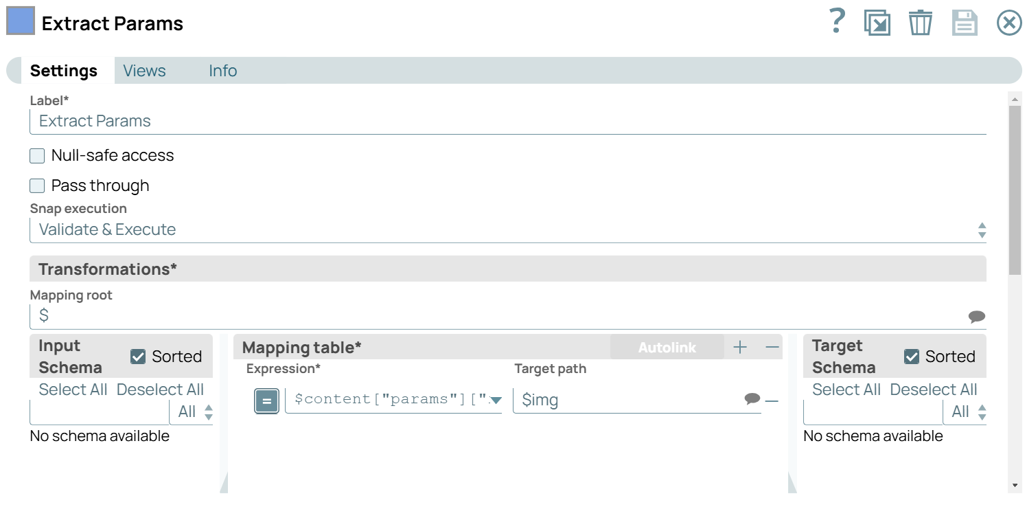 Extract Params Snap Settings