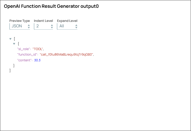 OpenAI Function Result Generator output