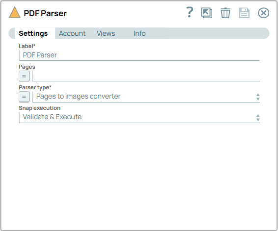 PDF Parser Snap configuration