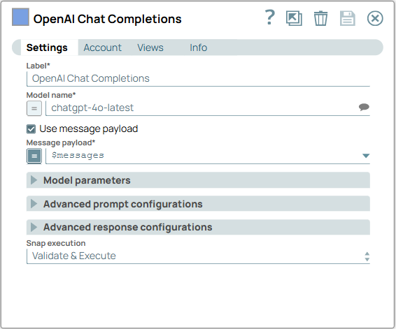 OpenAI Chat Completions Snap configuration