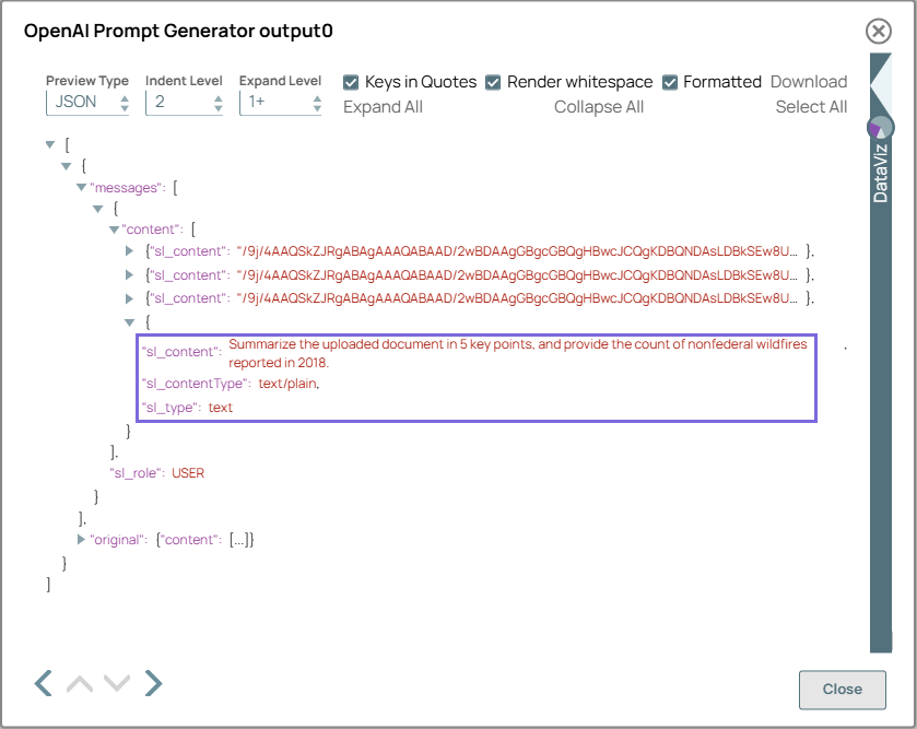 OpenAI Prompt Generator Snap output