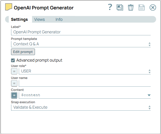 OpenAI Prompt Generator Snap configuration