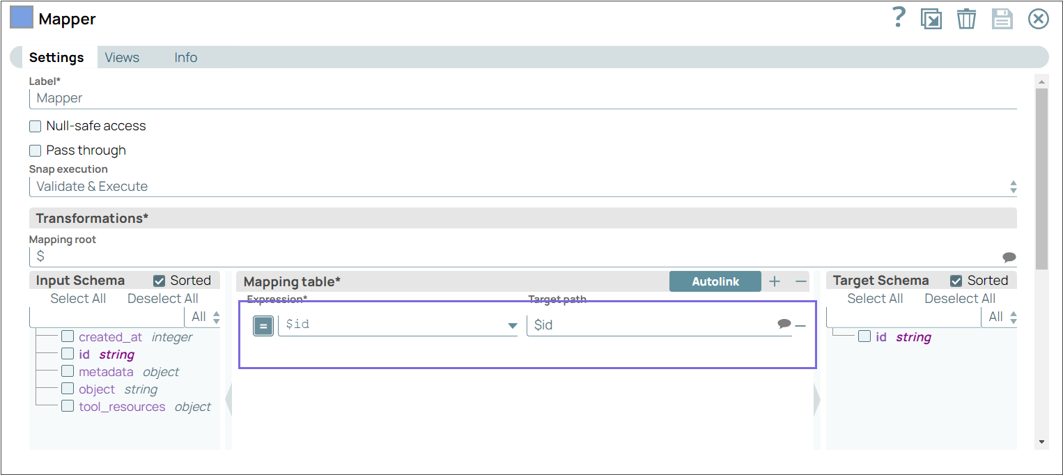 Mapper Snap Configuration