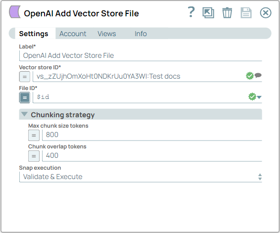 OpenAI Add Vector Store File Snap configuration